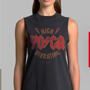 Eden Ashram Black Graphic Sleeveless Top